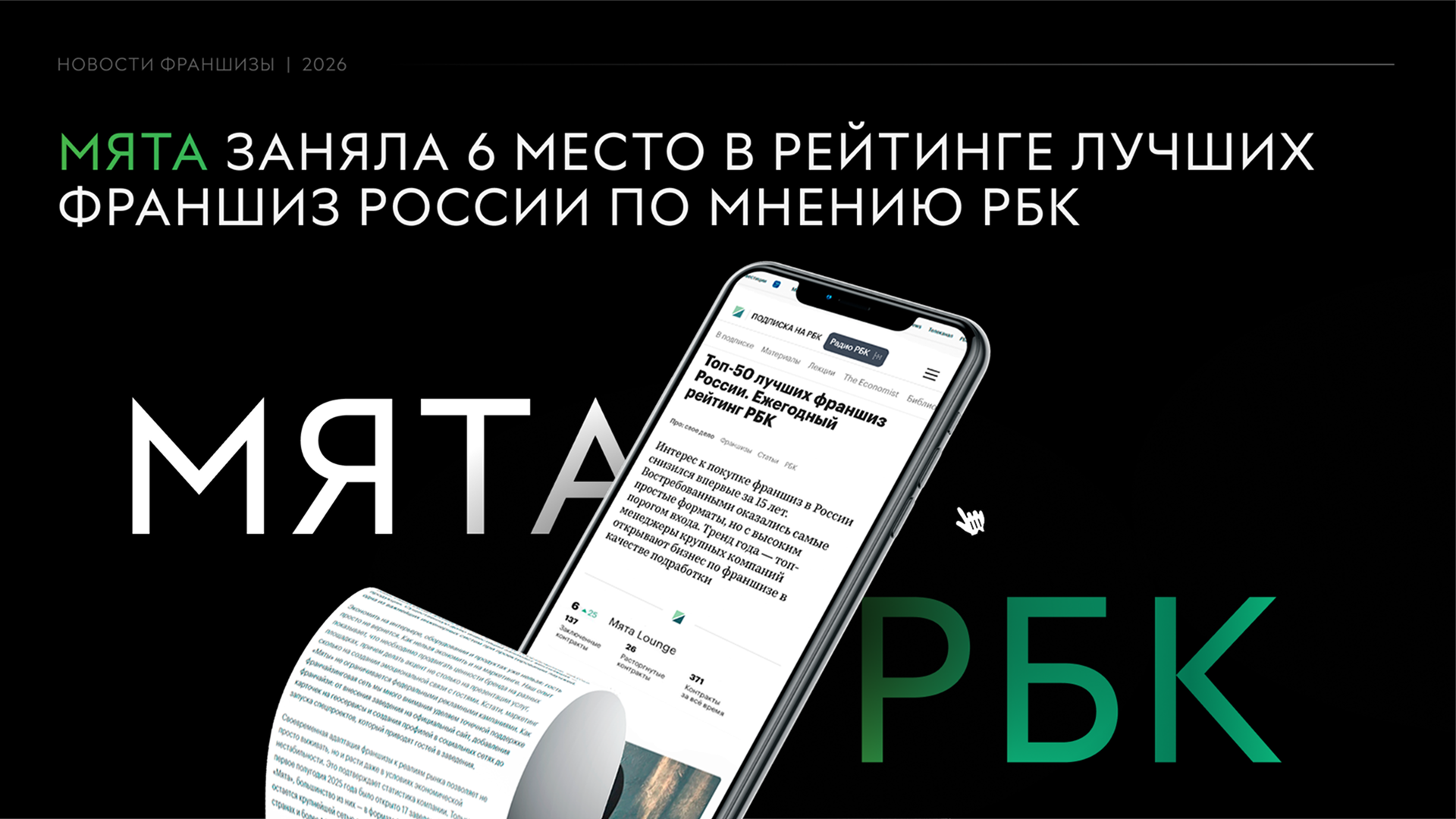 Мята Lounge вошла в ТОП-10 лучших франшиз России по версии РБК