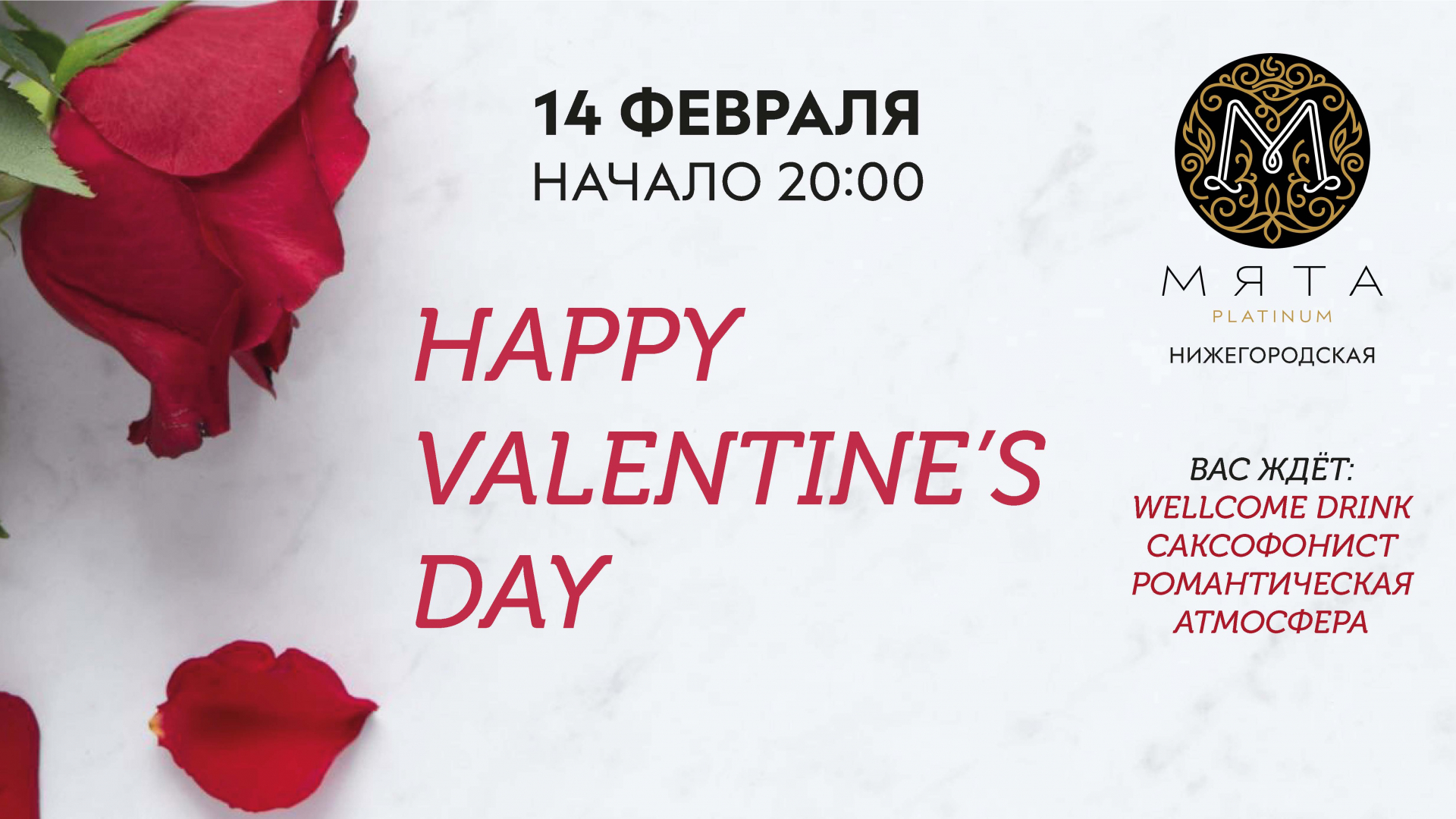 День Всех Влюбленных в Мята Platinum Нижегородская